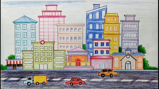 Vẽ tranh cuộc sống quanh em thành phố hiện đại