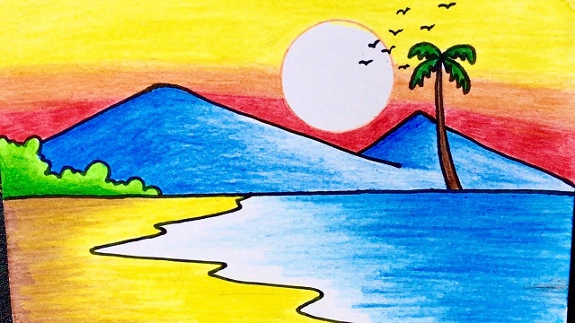 Vẽ giành giật Phong cảnh nhiên nhiênmùa hè  Summer landscape painting  YouTube
