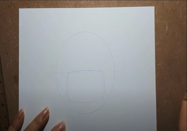 Bước 1: Vẽ phác thảo hình chữ nhật bên trong đường tròn