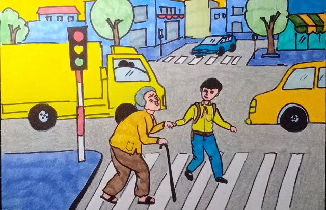 Tranh vẽ an toàn giao thông của họa sĩ