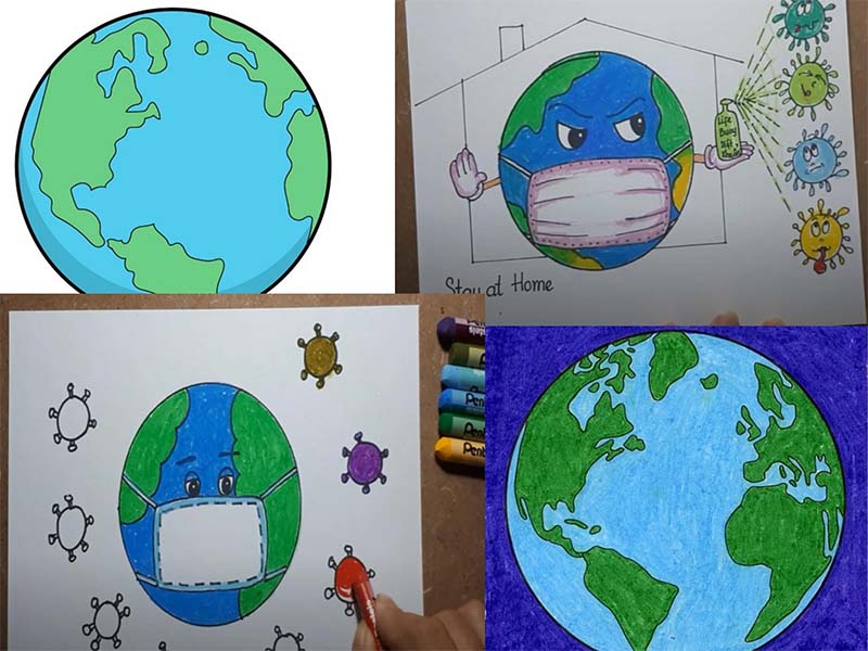 Vẽ Trái Đất Dễ Thương Đơn Giản Nhất  How To Draw Cute Earth earth   YouTube