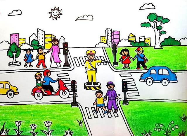 Vẽ tranh an toàn giao thông đẹp nhất