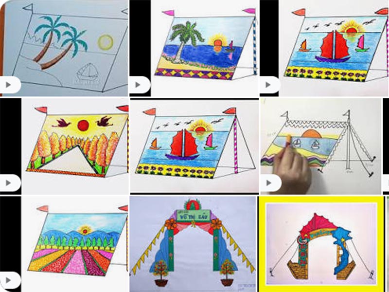 Vẽ trang trí cổng trại  Tạo dáng và trang trí cổng trại  trang trí lều  trại mỹ thuật 8  YouTube