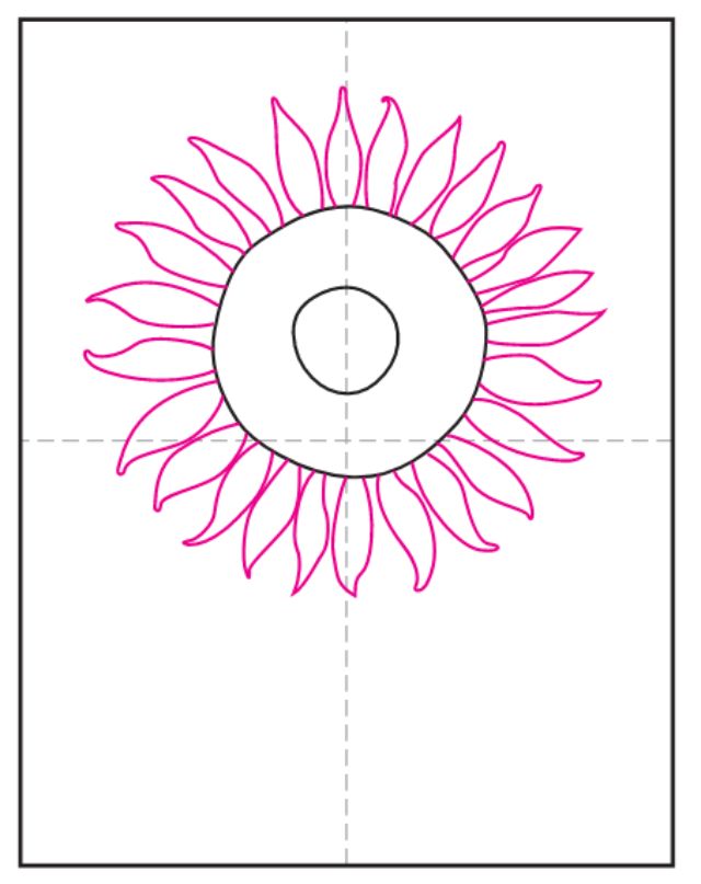 Bước 3: Cách vẽ hoa hướng dương đơn giản