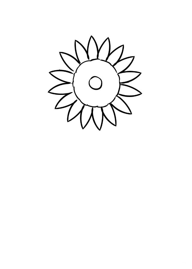 Bước 3: Vẽ hoa hướng dương đơn giản