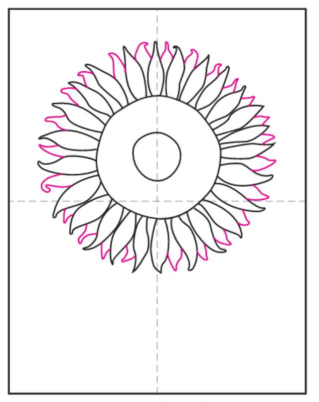 Bước 4: Cách vẽ hoa hướng dương đơn giản