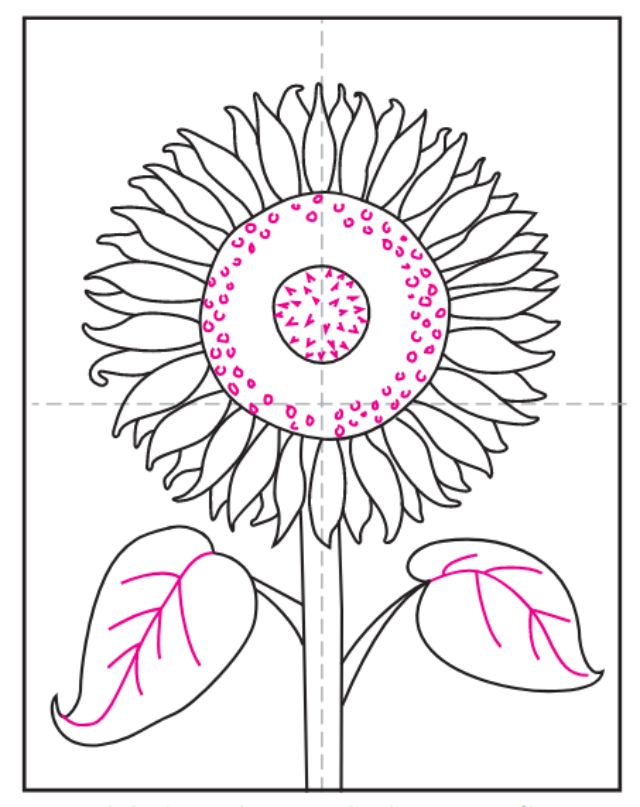 Bước 6: Cách vẽ hoa hướng dương đơn giản